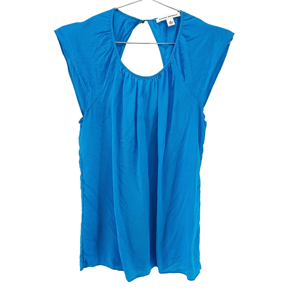 BANANA REPUBLIC 100% Silk Keyhole Sleeveless Top • 6 • turquoise blue